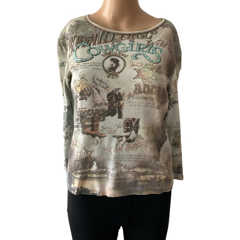 Studio Gem Q Country Cowgirl Bling Rodeo Size M Shirt
